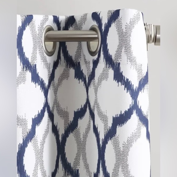 New The Big One Geometric Decorative Window Valance Navy & Gray 17” x 54” - Picture 2 of 8